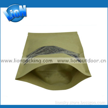 Clear Window Stand up Ziplock Kraft Packaging Paper Bags